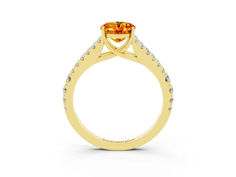 Yellow gold Oval Cut Cut Split Shank Pave Diamond Engagement Ring with Four-Prong Setting_3