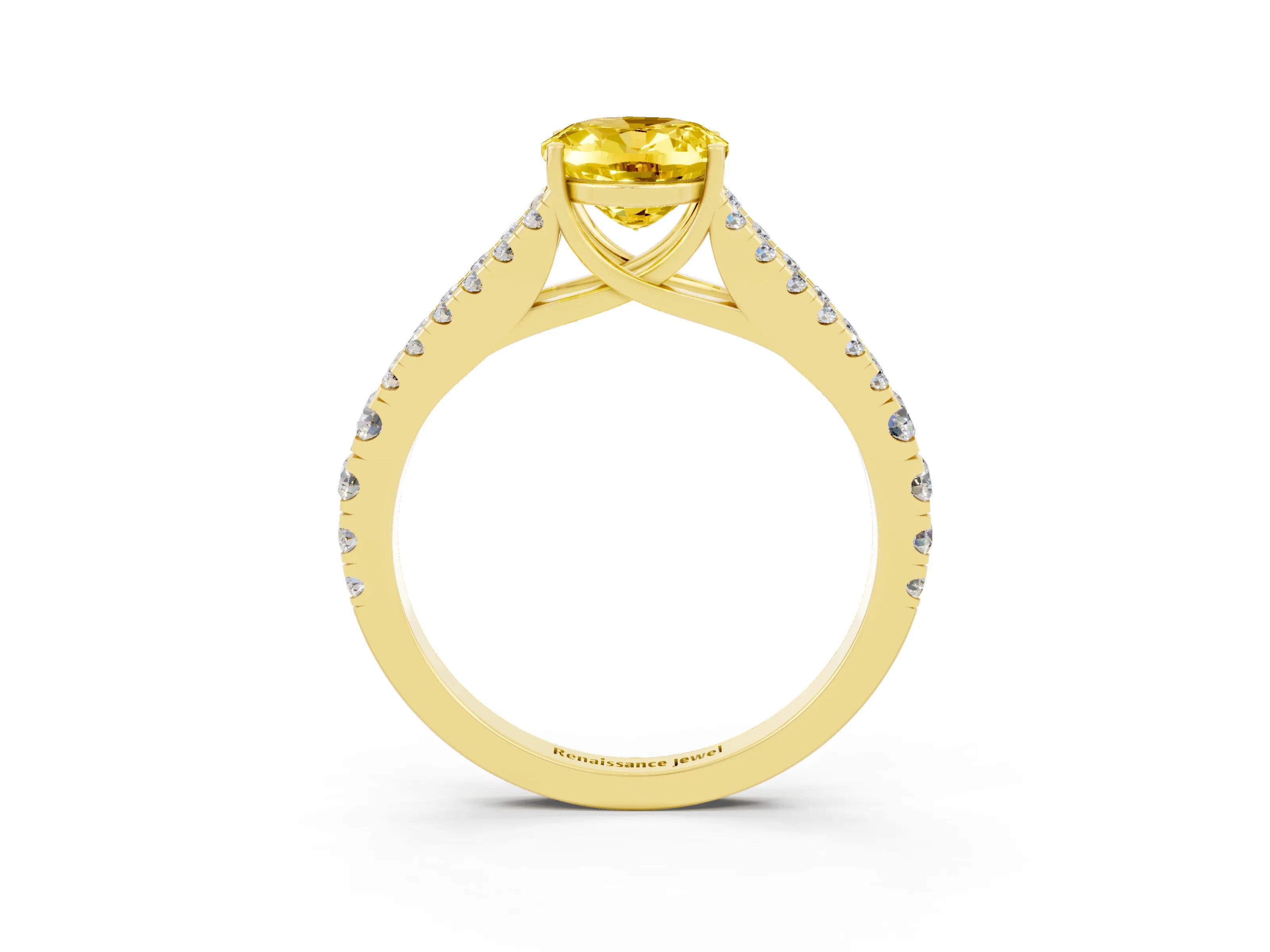 Yellow gold Oval Cut Cut Split Shank Pave Diamond Engagement Ring with Four-Prong Setting_3