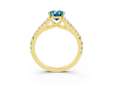 Yellow gold Oval Cut Cut Split Shank Pave Diamond Engagement Ring with Four-Prong Setting_3