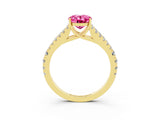 Yellow gold Oval Cut Cut Split Shank Pave Diamond Engagement Ring with Four-Prong Setting_3