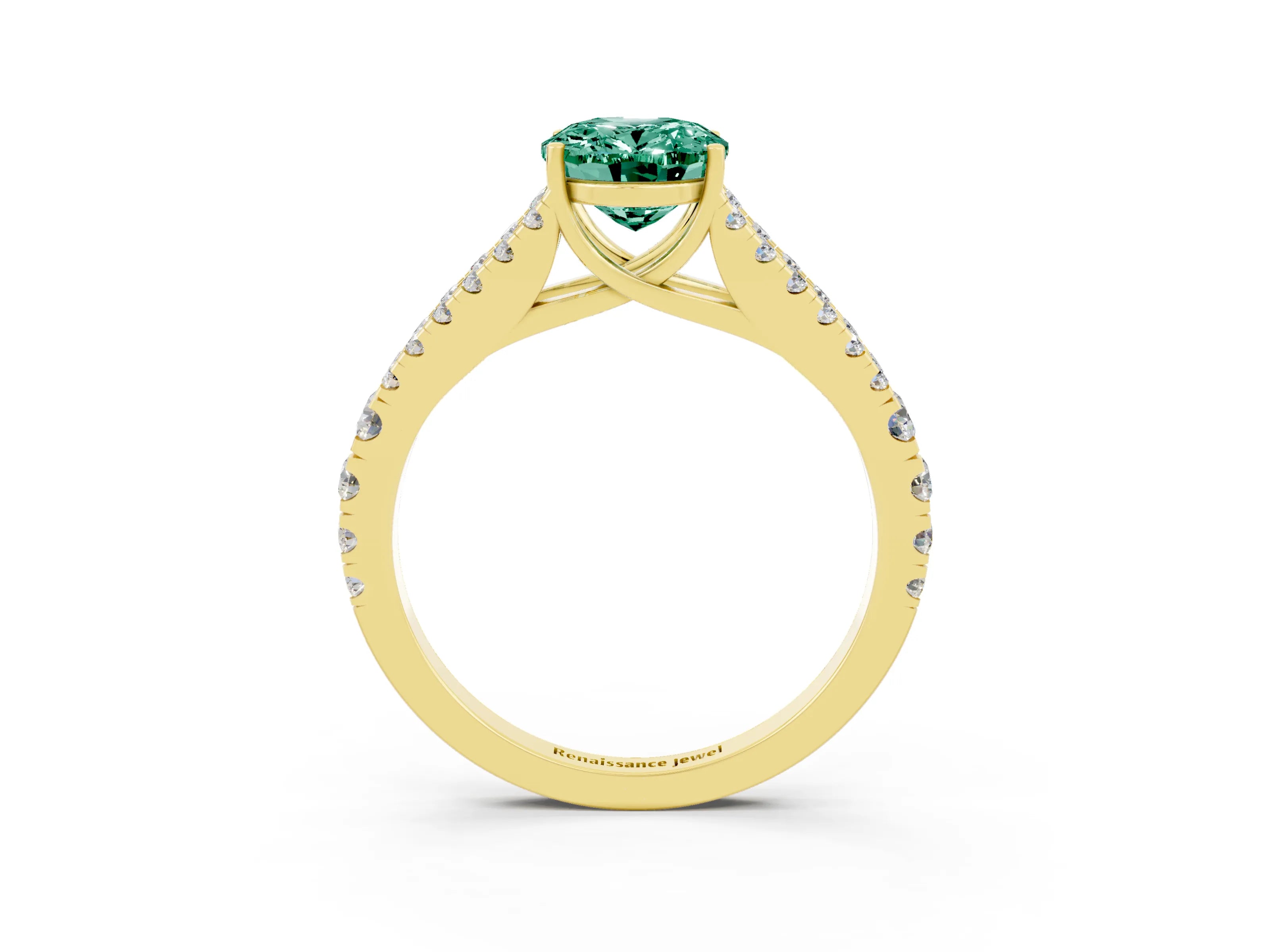 Yellow gold Oval Cut Cut Split Shank Pave Diamond Engagement Ring with Four-Prong Setting_3