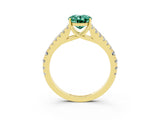 Yellow gold Oval Cut Cut Split Shank Pave Diamond Engagement Ring with Four-Prong Setting_3