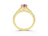 Yellow gold Oval Cut Cut Split Shank Pave Diamond Engagement Ring with Four-Prong Setting_3