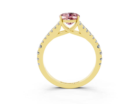 Yellow gold Oval Cut Cut Split Shank Pave Diamond Engagement Ring with Four-Prong Setting_3