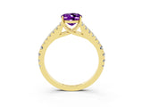 Yellow gold Oval Cut Cut Split Shank Pave Diamond Engagement Ring with Four-Prong Setting_3