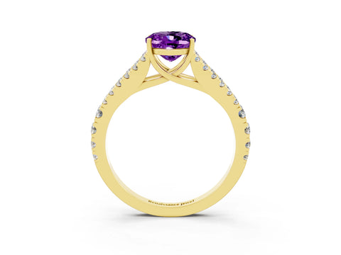 Yellow gold Oval Cut Cut Split Shank Pave Diamond Engagement Ring with Four-Prong Setting_3