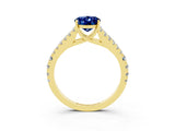 Yellow gold Oval Cut Cut Split Shank Pave Diamond Engagement Ring with Four-Prong Setting_3