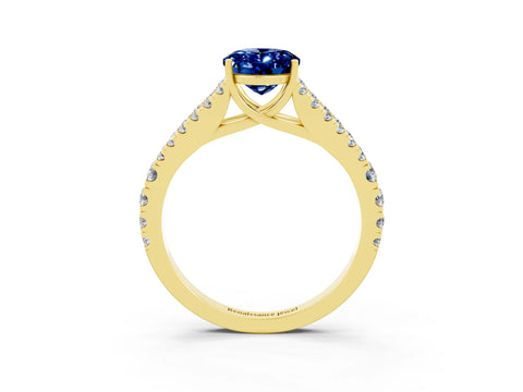 Yellow gold Oval Cut Cut Split Shank Pave Diamond Engagement Ring with Four-Prong Setting_3