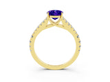 Yellow gold Oval Cut Cut Split Shank Pave Diamond Engagement Ring with Four-Prong Setting_3