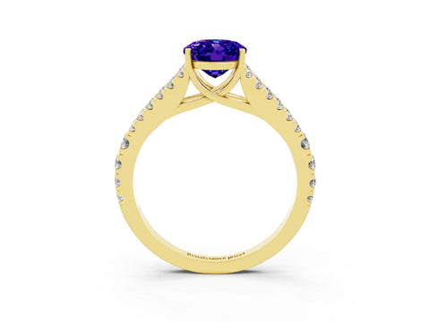 Yellow gold Oval Cut Cut Split Shank Pave Diamond Engagement Ring with Four-Prong Setting_3