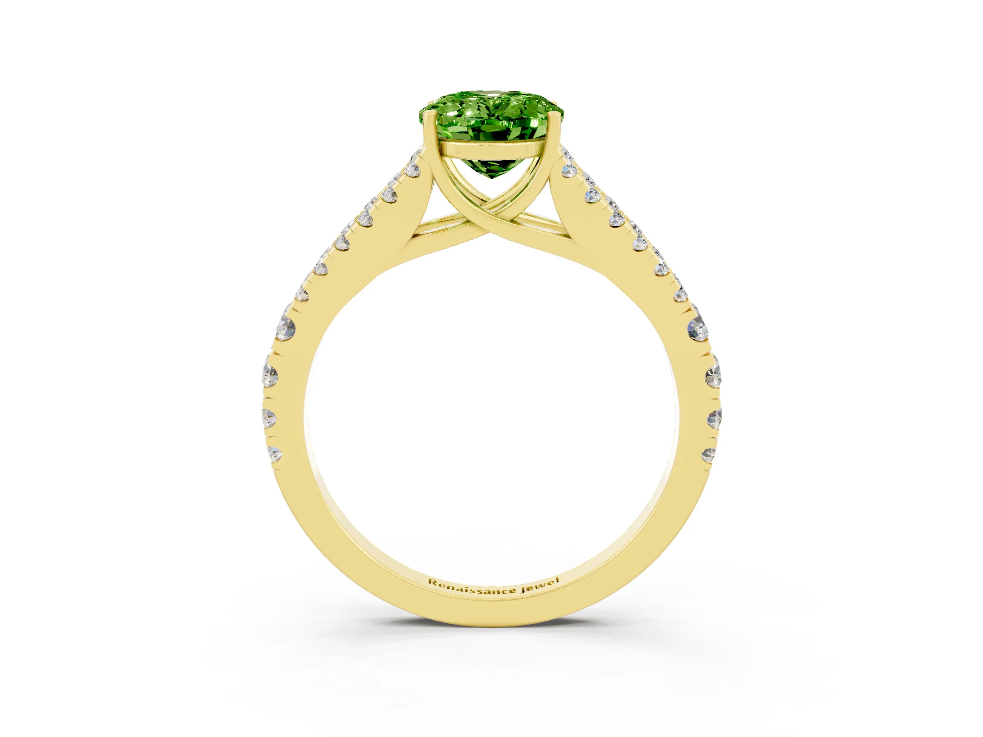 Yellow gold Oval Cut Cut Split Shank Pave Diamond Engagement Ring with Four-Prong Setting_3