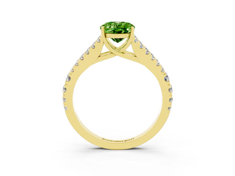 Yellow gold Oval Cut Cut Split Shank Pave Diamond Engagement Ring with Four-Prong Setting_3