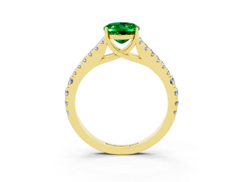 Yellow gold Oval Cut Cut Split Shank Pave Diamond Engagement Ring with Four-Prong Setting_3