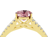 Yellow gold Oval Cut Cut Split Shank Pave Diamond Engagement Ring with Four-Prong Setting_4