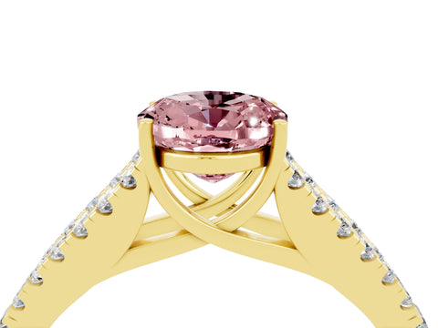 Yellow gold Oval Cut Cut Split Shank Pave Diamond Engagement Ring with Four-Prong Setting_4