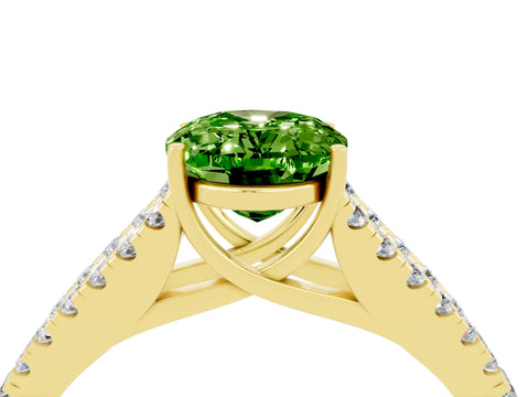 Yellow gold Oval Cut Cut Split Shank Pave Diamond Engagement Ring with Four-Prong Setting_4