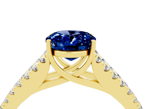 Yellow gold Oval Cut Cut Split Shank Pave Diamond Engagement Ring with Four-Prong Setting_4