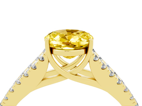 Yellow gold Oval Cut Cut Split Shank Pave Diamond Engagement Ring with Four-Prong Setting_4