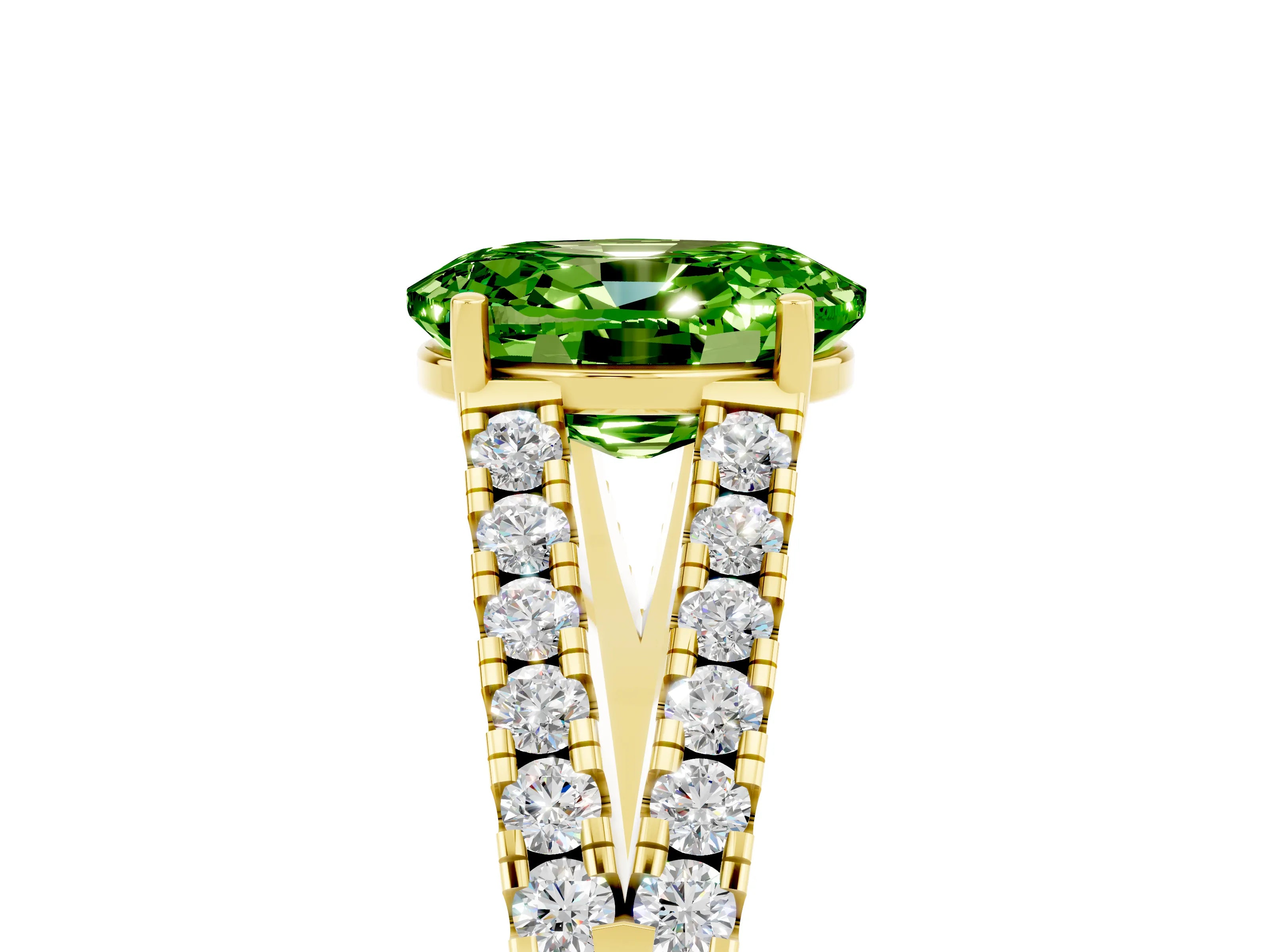 Yellow gold Oval Cut Cut Split Shank Pave Diamond Engagement Ring with Four-Prong Setting_5