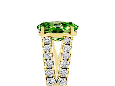 Yellow gold Oval Cut Cut Split Shank Pave Diamond Engagement Ring with Four-Prong Setting_5