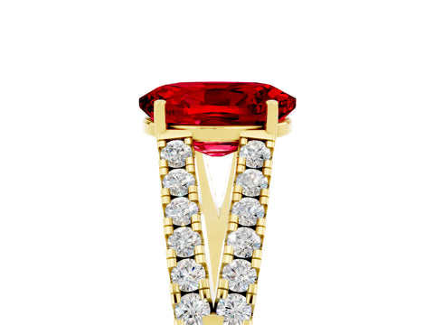 Yellow gold Oval Cut Cut Split Shank Pave Diamond Engagement Ring with Four-Prong Setting_5