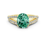 Yellow gold Oval Cut Cut Split Shank Pave Diamond Engagement Ring with Four-Prong Setting