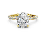 Yellow gold Oval Cut Diamond Brilliant Solitaire Ring with Pavé Band and Four-Prong Setting_167