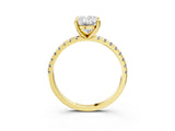 Yellow gold Oval Cut Diamond Brilliant Solitaire Ring with Pavé Band and Four-Prong Setting_170