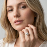 Yellow gold Oval Cut Diamond Brilliant Solitaire Ring with Pavé Band and Four-Prong Setting