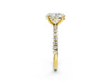 Yellow gold Oval Cut Diamond Brilliant Solitaire Ring with Pavé Band and Four-Prong Setting_37