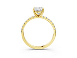 Yellow gold Oval Cut Diamond Brilliant Solitaire Ring with Pavé Band and Four-Prong Setting_38