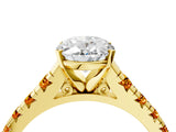 Yellow gold Oval Cut Diamond Cathedral Solitaire Ring with Round with Citrine side stone Pavé Band_28