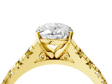 Yellow gold Oval Cut Diamond Cathedral Solitaire Ring with Round with Yellow Sapphire side stone Pavé Band_40