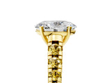 Yellow gold Oval Cut Diamond Cathedral Solitaire Ring with Round with Yellow Sapphire side stone Pavé Band_41