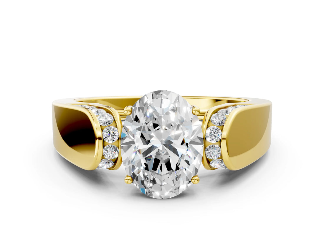 Yellow gold Oval Cut Diamond Channel Set Solitaire Ring with Four-Prong Setting_36