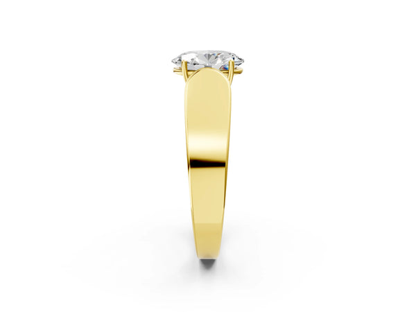 Yellow Gold Oval Channel Set Engagement Ring Setting with Accented Shoulders on Wide Band