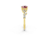 Yellow gold Oval Cut Diamond Cluster Pavé Band with Four-Prong Setting_2