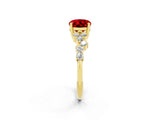Yellow gold Oval Cut Diamond Cluster Pavé Band with Four-Prong Setting_2