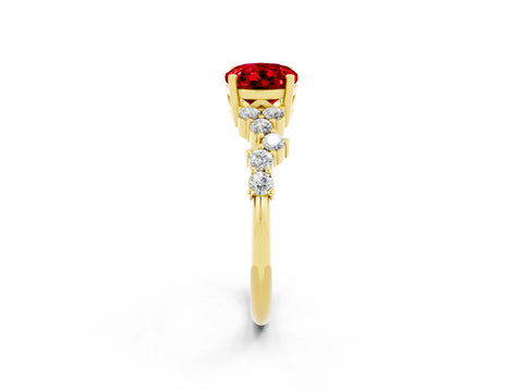 Yellow gold Oval Cut Diamond Cluster Pavé Band with Four-Prong Setting_2