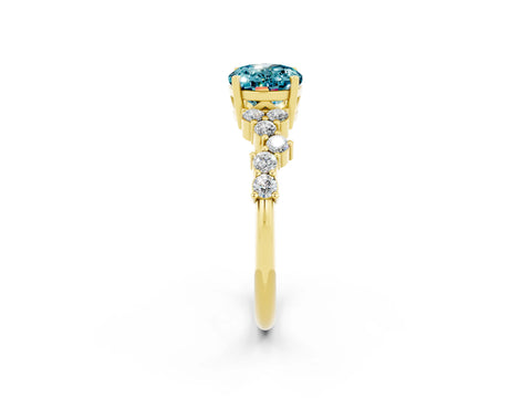 Yellow gold Oval Cut Diamond Cluster Pavé Band with Four-Prong Setting_2