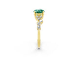 Yellow gold Oval Cut Diamond Cluster Pavé Band with Four-Prong Setting_2