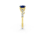 Yellow gold Oval Cut Diamond Cluster Pavé Band with Four-Prong Setting_2