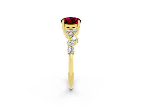 Yellow gold Oval Cut Diamond Cluster Pavé Band with Four-Prong Setting_2