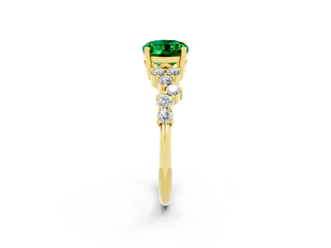 Yellow gold Oval Cut Diamond Cluster Pavé Band with Four-Prong Setting_2