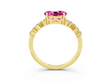 Yellow gold Oval Cut Diamond Cluster Pavé Band with Four-Prong Setting_3