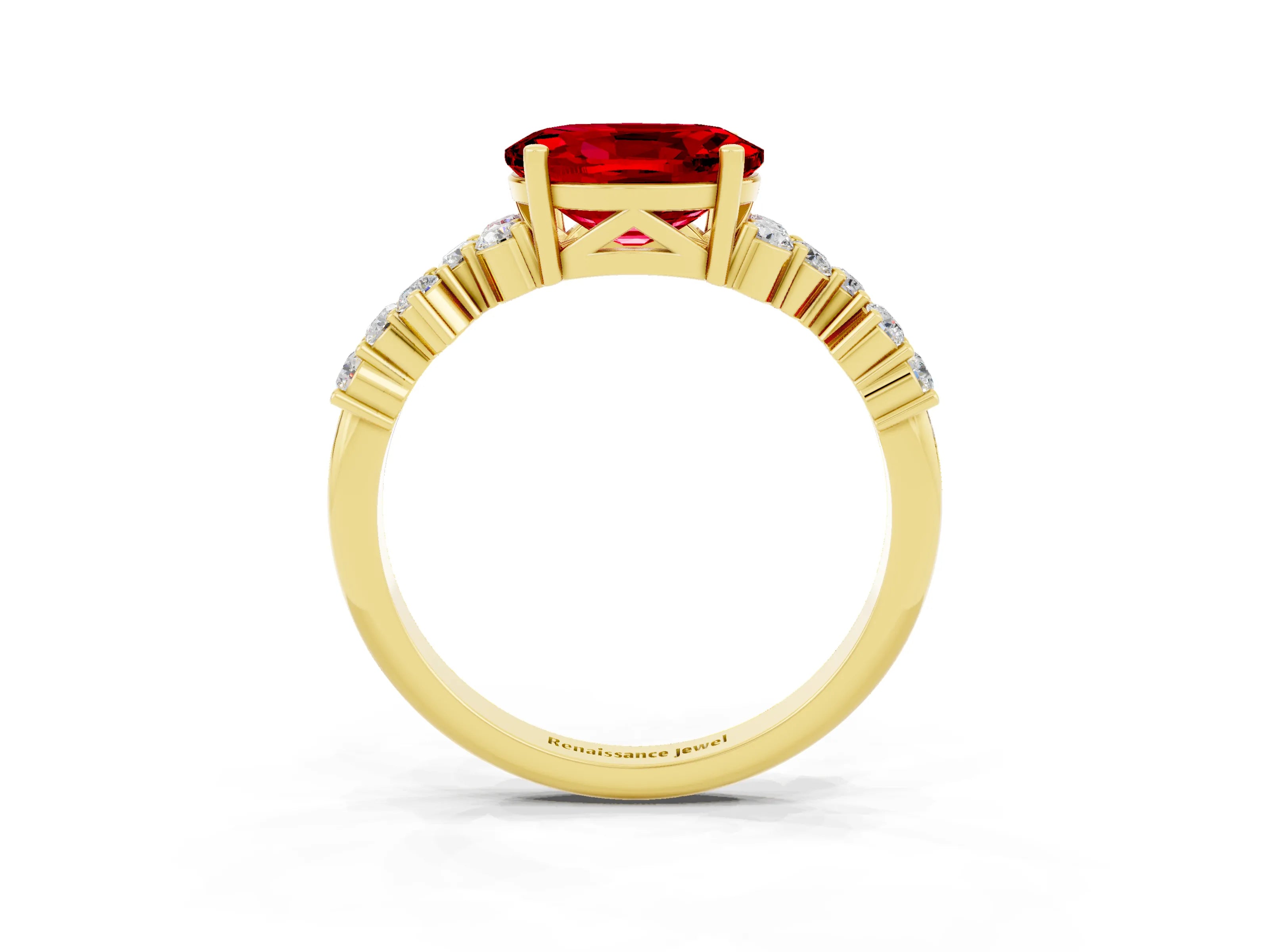 Yellow gold Oval Cut Diamond Cluster Pavé Band with Four-Prong Setting_3