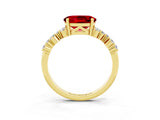 Yellow gold Oval Cut Diamond Cluster Pavé Band with Four-Prong Setting_3