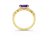 Yellow gold Oval Cut Diamond Cluster Pavé Band with Four-Prong Setting_3