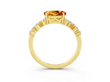 Yellow gold Oval Cut Diamond Cluster Pavé Band with Four-Prong Setting_3
