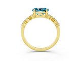 Yellow gold Oval Cut Diamond Cluster Pavé Band with Four-Prong Setting_3